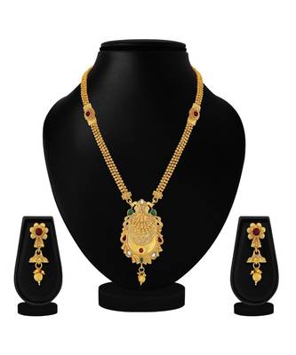 Traditional Peacock Design Gold Plated  Necklace Set For Women 2