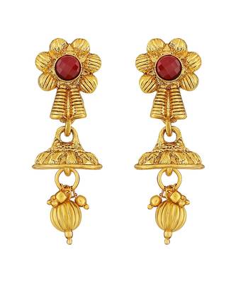 Traditional Flower Design Gold Plated  Necklace Set For Women 4