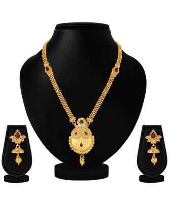 Traditional Pear Shape Design Gold Plated  Necklace Set For Women 2