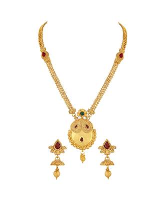 Traditional Pear Shape Design Gold Plated  Necklace Set For Women 3