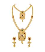 Traditional Square Shape Gold Plated  Necklace Set For Women