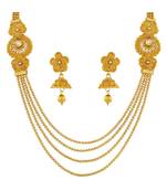 Traditional Four String Gold Plated   Necklace Set For Women