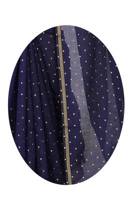 Navy blue printed chanderi saree with blouse 4