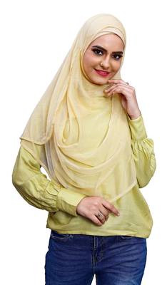 Justkartit Casual Wear Instant Stitched 2 Loop Net Lycra Hijab Scarf For Women (To Be Worn On Hijab Cap) 3