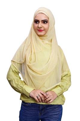 Justkartit Casual Wear Instant Stitched 2 Loop Net Lycra Hijab Scarf For Women (To Be Worn On Hijab Cap) 4