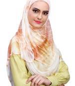 Justkartit Daily Wear Beige Color Instant Stitched 2 Loop Net Lycra Hijab Scarf For Women (To Be Worn On Hijab Cap)