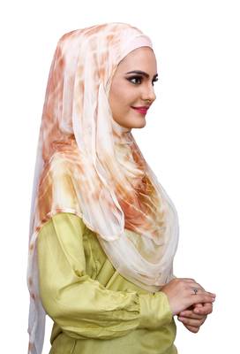 Justkartit Daily Wear Beige Color Instant Stitched 2 Loop Net Lycra Hijab Scarf For Women (To Be Worn On Hijab Cap) 2