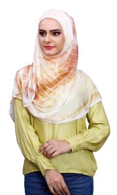 Justkartit Daily Wear Beige Color Instant Stitched 2 Loop Net Lycra Hijab Scarf For Women (To Be Worn On Hijab Cap) 3