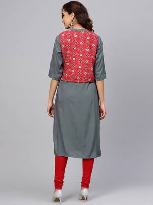 Grey printed liva kurtas-and-kurtis 2