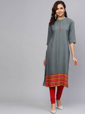 Grey printed liva kurtas-and-kurtis 4