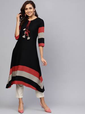 Black plain liva kurtas-and-kurtis 1