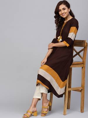 Brown plain liva kurtas-and-kurtis 4