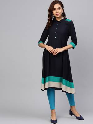 Navy-blue plain liva kurtas-and-kurtis 1