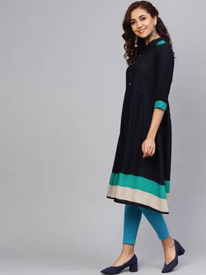 Navy-blue plain liva kurtas-and-kurtis 4