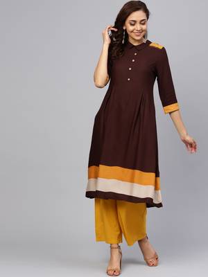 Brown plain liva kurtas-and-kurtis 1