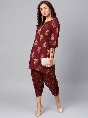 Maroon floral print rayon salwar 3