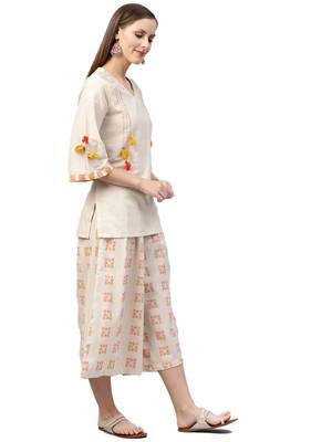 Off-white printed cotton kurtas-and-kurtis 3