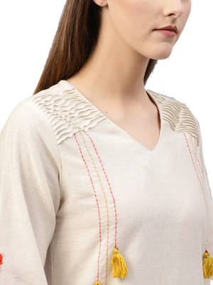 Off-white printed cotton kurtas-and-kurtis 5