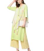Green printed rayon kurtas-and-kurtis