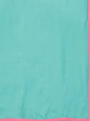 Teal printed rayon long-kurtis 5