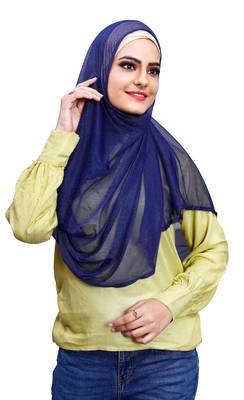 Soft Net Lycra Stitched Instant Hijab Scarf For Women (To Be Worn On Hijab Cap) 1