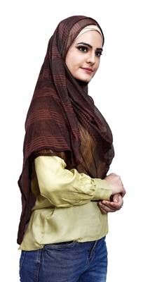 Coffee Color Soft Net Lycra Instant Stitched Hijab Scarf For Women (To Be Worn On Hijab Cap) 2