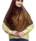 Brown Color Soft Net Lycra Instant Hijab Scarf For Women (To Be Worn On Hijab Cap)