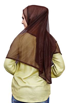 Brown Color Soft Net Lycra Instant Hijab Scarf For Women (To Be Worn On Hijab Cap) 5