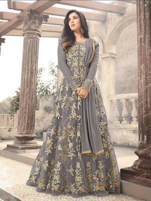 Grey embroidered net salwar 1