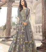 Grey embroidered net salwar