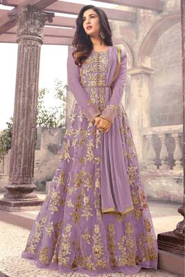 Lavender embroidered net salwar 1