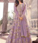 Lavender embroidered net salwar