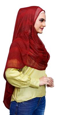 Net Lycra Stitched Hijab Scarf For Women (To Be Worn On Hijab Cap) 2