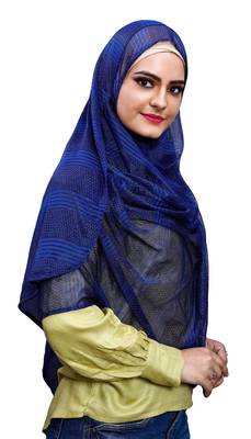 Blue Color Stitched Instant Hijab Scarf For Women (To Be Worn On Hijab Cap) 4