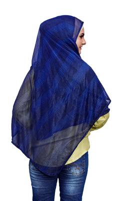 Blue Color Stitched Instant Hijab Scarf For Women (To Be Worn On Hijab Cap) 5