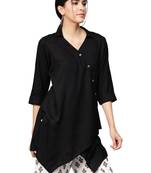 Black plain liva long-kurtis