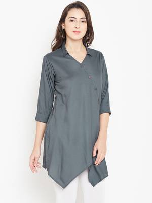 Grey plain liva long-kurtis 3