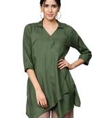 Green plain liva long-kurtis
