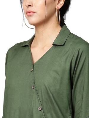 Green plain liva long-kurtis 5