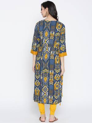 Blue printed liva long-kurtis 2