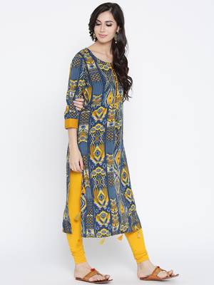 Blue printed liva long-kurtis 4