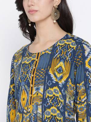 Blue printed liva long-kurtis 5