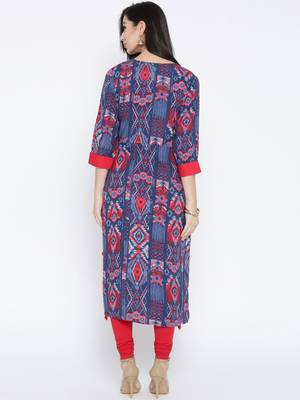 Blue printed liva long-kurtis 2