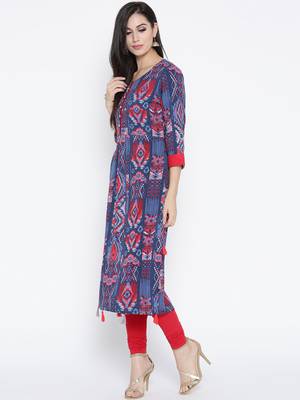 Blue printed liva long-kurtis 3