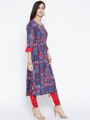 Blue printed liva long-kurtis 4