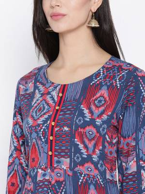 Blue printed liva long-kurtis 5