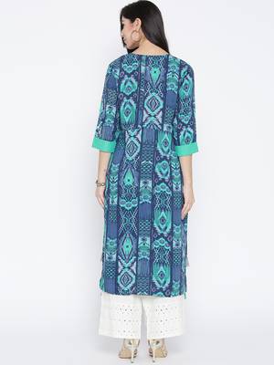 Blue printed liva long-kurtis 2