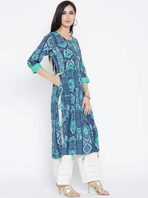 Blue printed liva long-kurtis 4
