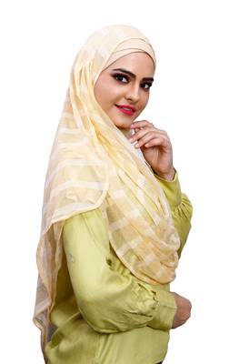 Daily Wear Beige Color Instant Hijab Scarf For Women (To Be Worn On Hijab Cap) 2