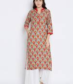 Grey printed liva long-kurtis